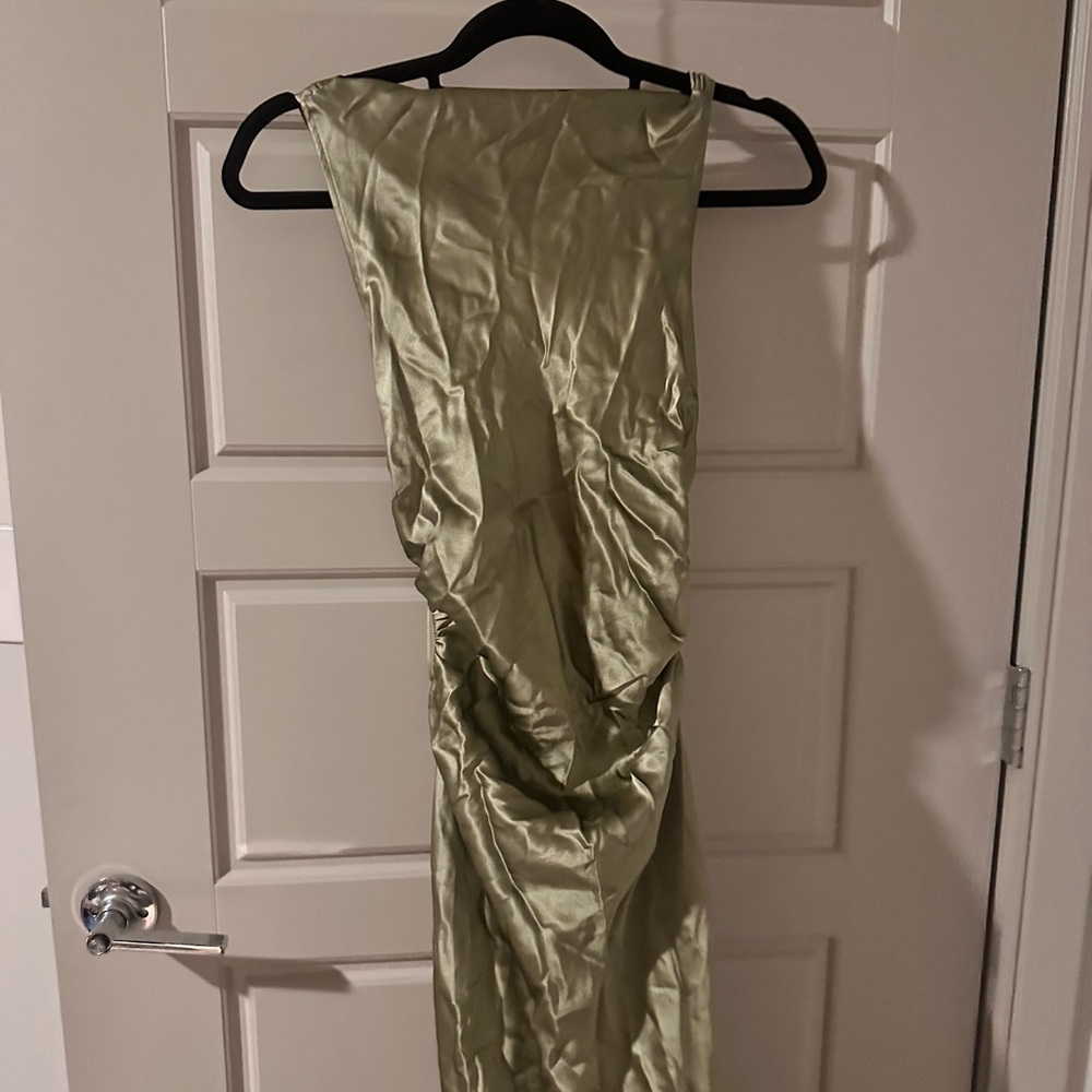 Reformation Petite Cassette Silk Dress in Sage Green NEW WITH TAGS